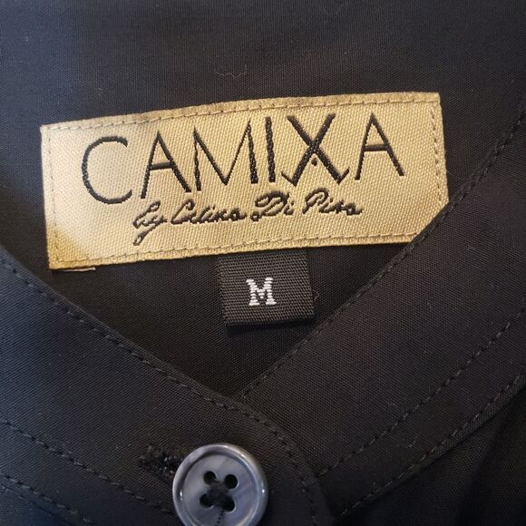 CAMIXA BY CELINA DI PISA Bamboo Blend Button Down Blouse Black Medium - Picture 5 of 7